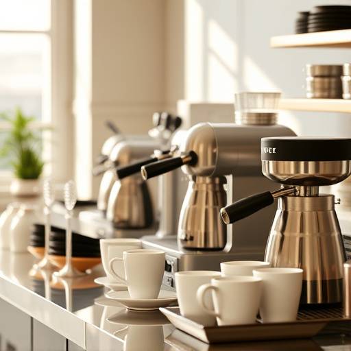 A coffee station setup with various coffee brewing equipment and cups for a catering event.