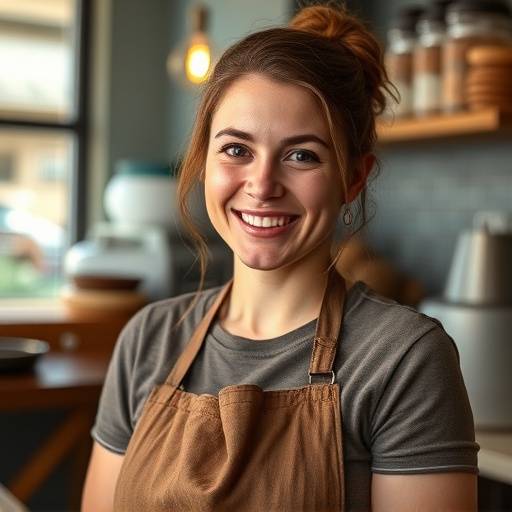 Portrait of Emily Carter, co-founder and head baker of The Daily Grind Cafe.